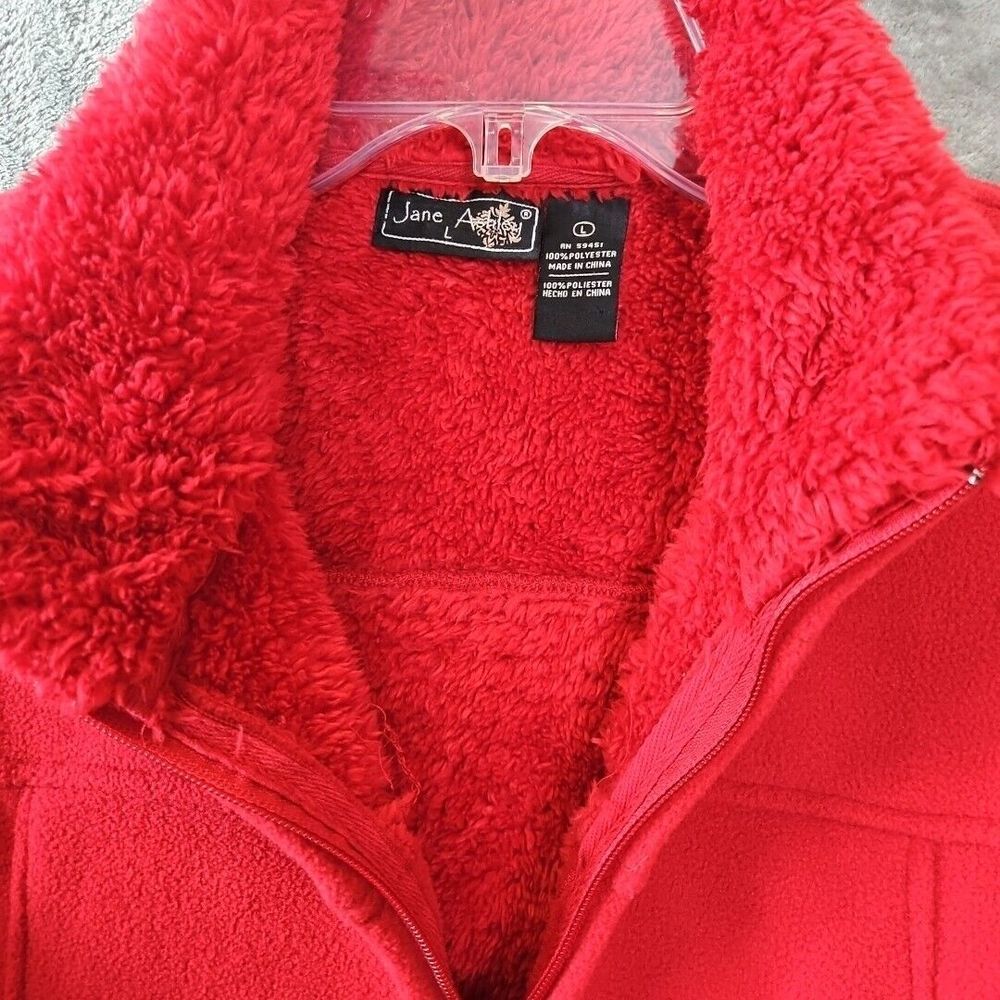 jane ashley vest Red Lg fleece full zip - Picture 3 of 10
